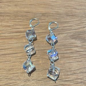 HAND CRAFTED EARRINGS Dangly Clear “Ice Cubes”